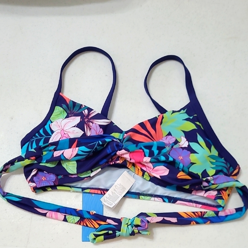 NWT Cupshe Colorful Floral Bikini Top with Wrap Around Tie size Medium